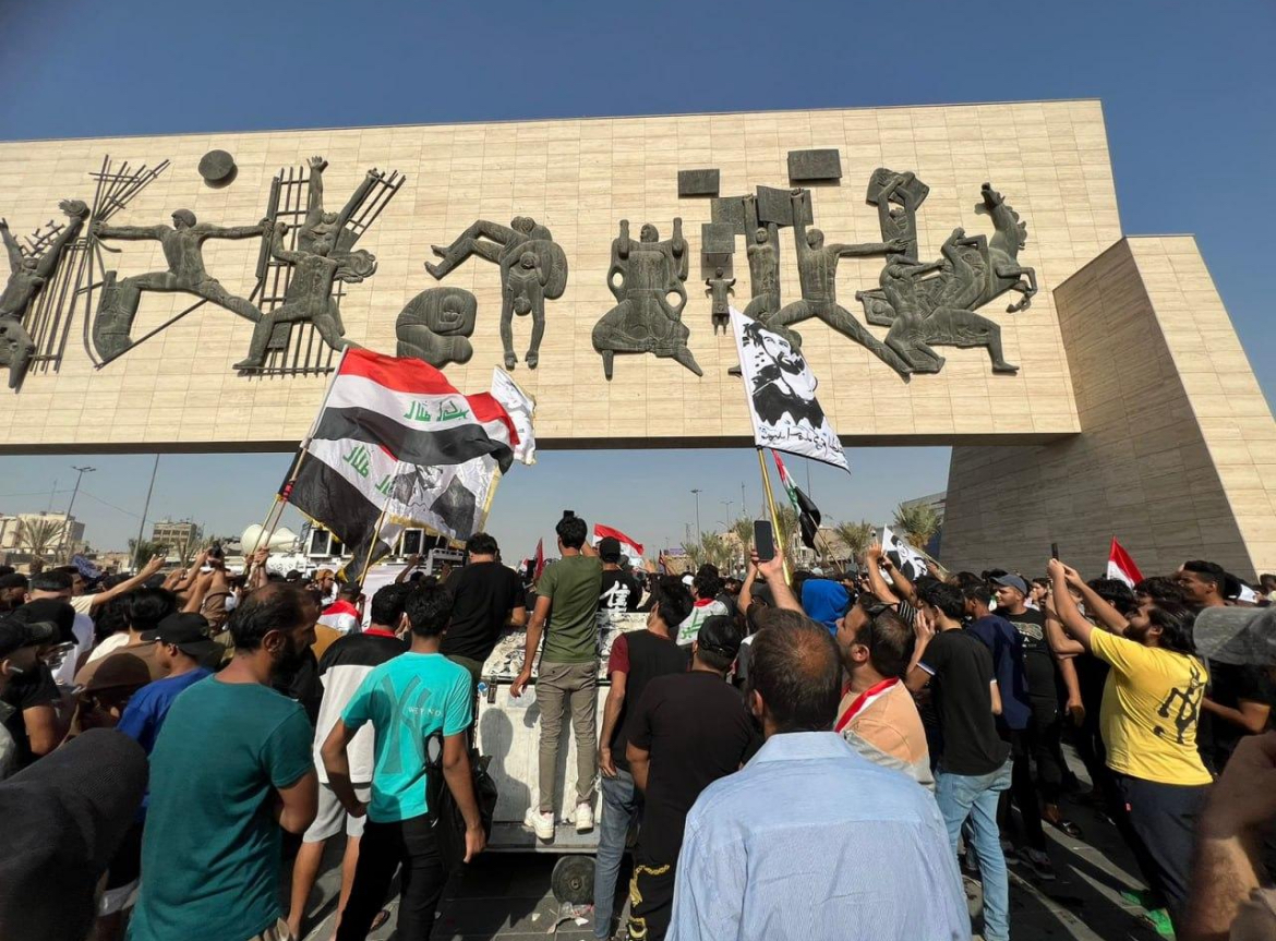 تظاهرات في ساحة التحرير ببغداد لإحياء الذكرى السابعة لاحتجاجات تشرين وسط تشديد أمني - 